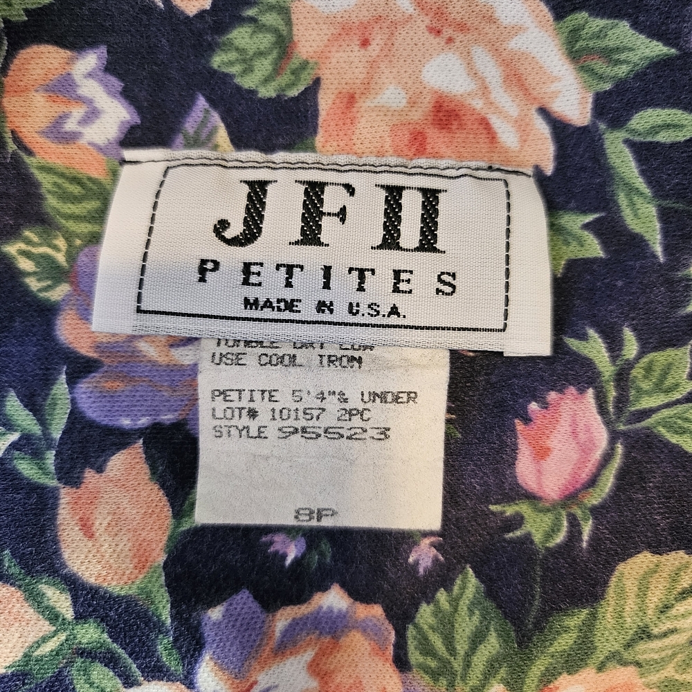 JF II Petites Vintage 80s Cottagecore Prairie Floral Buttoned Top & Skirt Set - Picture 8 of 15